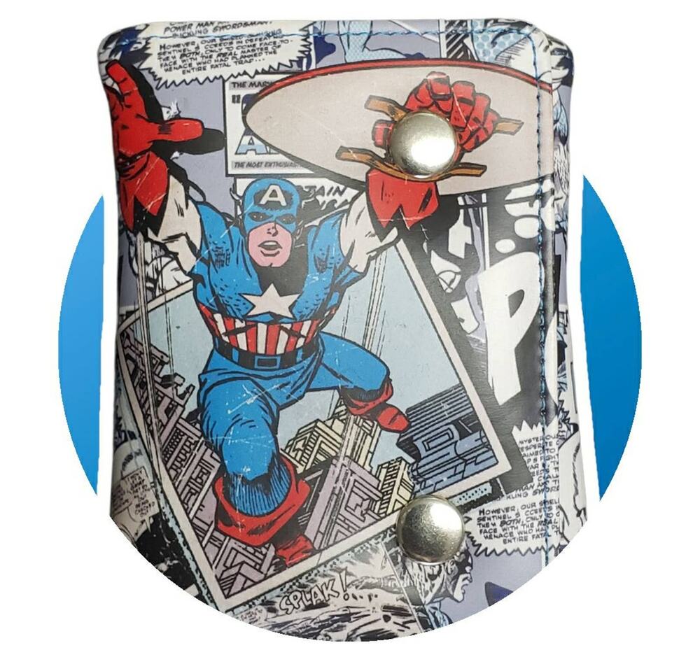 Marvel Captain America Super Hero Tri Fold Wallet w. Chain Ka PoW